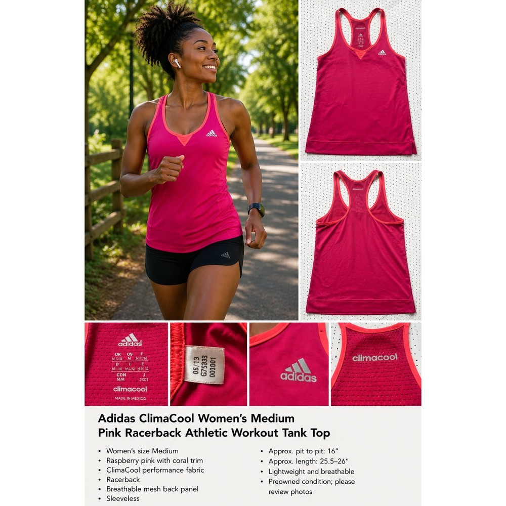 Adidas ClimaCool Womens Medium Pink Racerback Athletic Workout Tank Top G75938